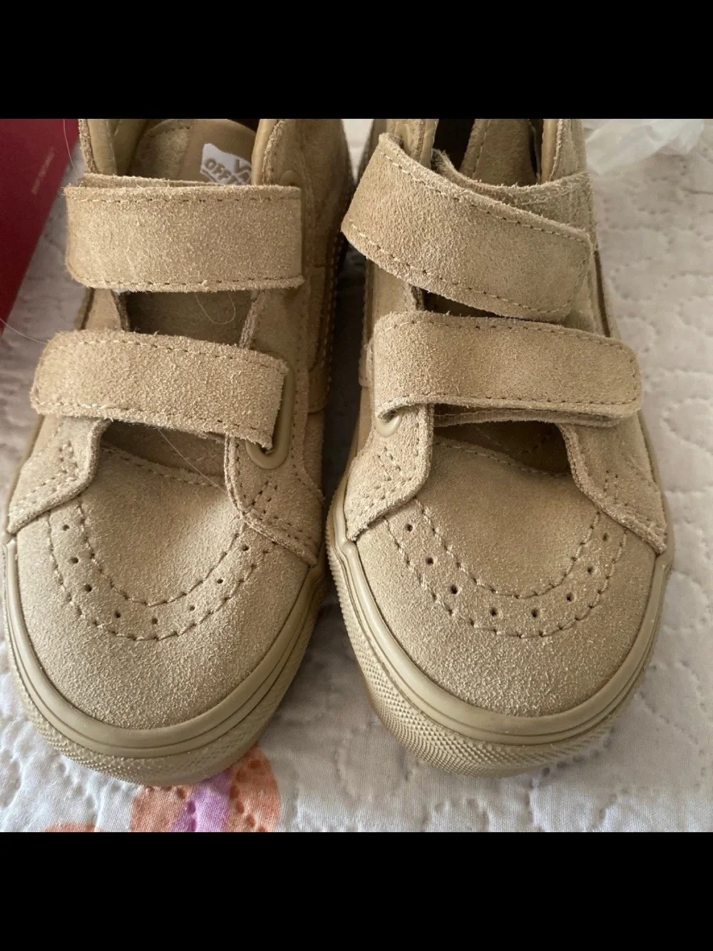 Vans Kids High-Top Velcro Sneakers in Beige